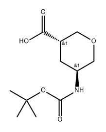 (3S, 5S)-5-tert-Butoxycarbonylamino-tetrahydro-pyran-3-carboxylic acid Struktur