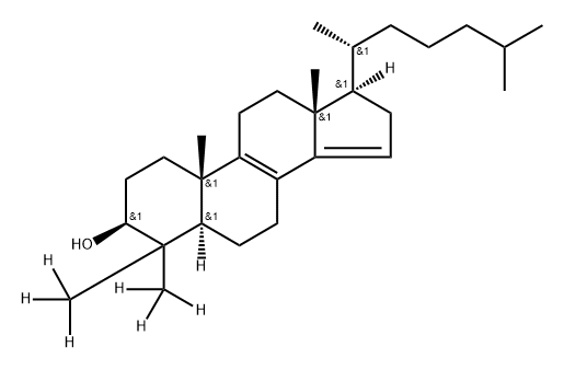 Cholesta-8,14-dien-3-ol, 4,4-di(methyl-d3)-, (3β,5α)- Struktur