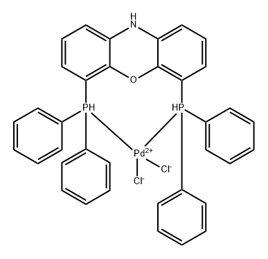 Palladium, [4,6-bis(diphenylphosphino-κP)-10H-phenoxazine]dichloro-, (SP-4-2)- Struktur