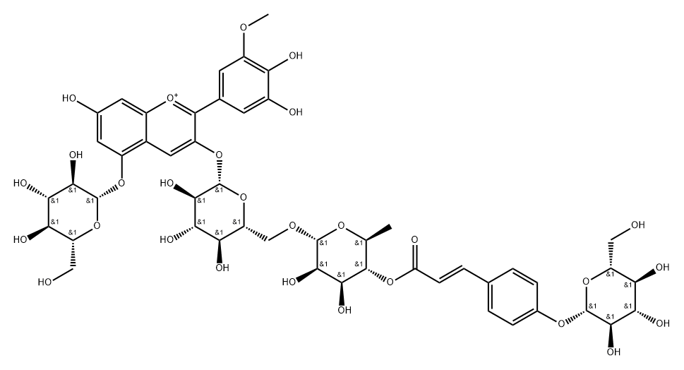 Petunidin 3-Rutinoside(Trans-p-coumarin)glucoside-5- glucoside Struktur