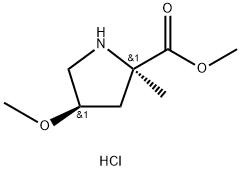 methyl (2R,4R)-4-methoxy-2-methylpyrrolidine-2-carboxylate hydrochloride Struktur