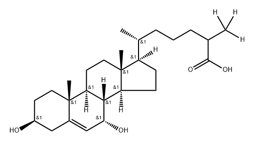 Cholest-5-en-26-oic-27,27,27-d3 acid, 3,7-dihydroxy-, (3β,7α)- Struktur