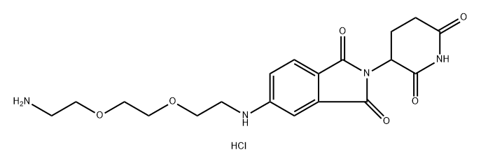 1H-Isoindole-1,3(2H)-dione, 5-[[2-[2-(2-aminoethoxy)ethoxy]ethyl]amino]-2-(2,6-dioxo-3-piperidinyl)-, hydrochloride (1:1) Structure