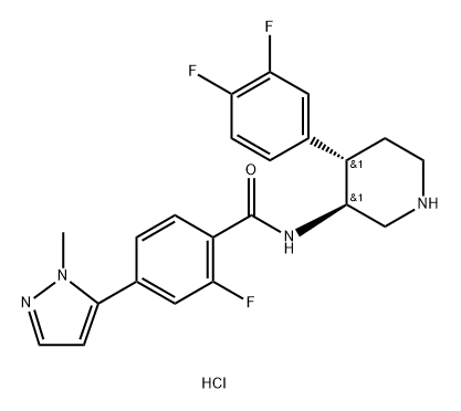 Benzamide, N-[(3S,4S)-4-(3,4-difluorophenyl)-3-piperidinyl]-2-fluoro-4-(1-methyl-1H-pyrazol-5-yl)-, hydrochloride (1:1) Struktur