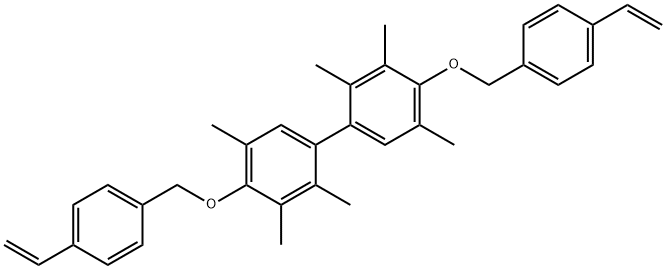 1,1′-Biphenyl, 4,4′-bis[(4-ethenylphenyl)methoxy]-2,2′,3,3′,5,5′-hexamethyl- Struktur