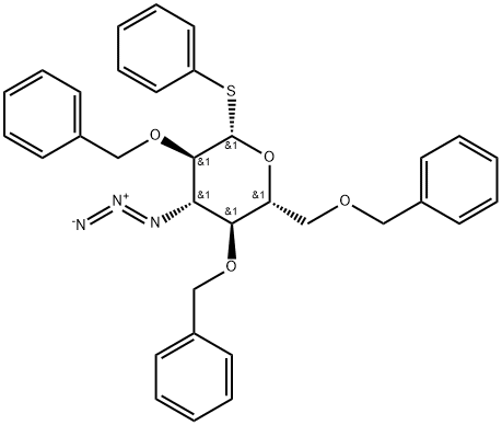 Phenyl 3-azido-3-deoxy-2,4,6-tris-O-(phenylmethyl)-1-thio-beta-D-glucopyranoside Struktur