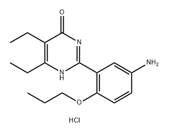 4(3H)-Pyrimidinone, 2-(5-amino-2-propoxyphenyl)-5,6-diethyl-, hydrochloride (1:1) Struktur