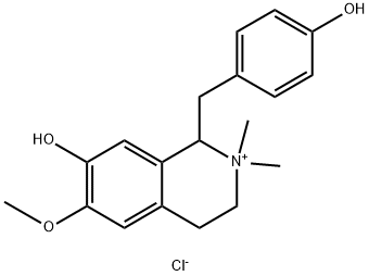 Isoquinolinium, 1,2,3,4-tetrahydro-7-hydroxy-1-[(4-hydroxyphenyl)methyl]-6-methoxy-2,2-dimethyl-, chloride (1:1) Struktur