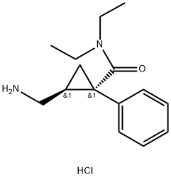 Cyclopropanecarboxamide, 2-(aminomethyl)-N,N-diethyl-1-phenyl-, hydrochloride (1:1), (1S,2S)- Struktur