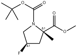 1-(tert-butyl) 2-methyl (2S,4R)-4-fluoro-2-methylpyrrolidine-1,2-dicarboxylate Struktur