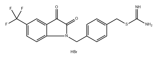 Carbamimidothioic acid, [4-[[2,3-dihydro-2,3-dioxo-5-(trifluoromethyl)-1H-indol-1-yl]methyl]phenyl]methyl ester, hydrobromide (1:1) Struktur