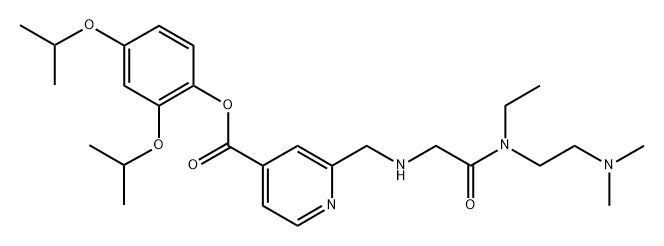 4-Pyridinecarboxylic acid, 2-[[[2-[[2-(dimethylamino)ethyl]ethylamino]-2-oxoethyl]amino]methyl]-, 2,4-bis(1-methylethoxy)phenyl ester Struktur