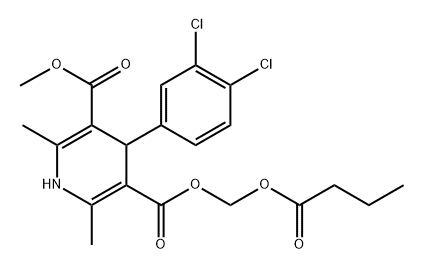 3-((butyryloxy)methyl)5-methyl4-(3,4-dichlorophenyl)-2,6-dimethyl-1,4-dihydropyridine-3,5-dicarboxylate Struktur