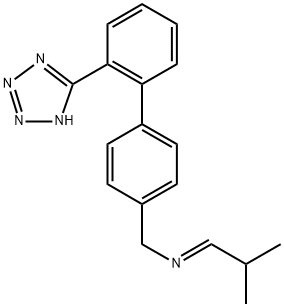 [1,1'-Biphenyl]-4-methanamine, N-(2-methylpropylidene)-2'-(2H-tetrazol-5-yl)-, [N(E)]- Struktur