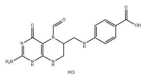 Benzoic acid, 4-[[(2-amino-5-formyl-3,4,5,6,7,8-hexahydro-4-oxo-6-pteridinyl)methyl]amino]-, hydrochloride (1:1) Struktur