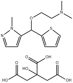 Ethanamine, N,N-dimethyl-2-[(1-methyl-1H-pyrazol-5-yl)-2-thienylmethoxy]-, (-)-, 2-hydroxy-1,2,3-propanetricarboxylate (1:1) Struktur