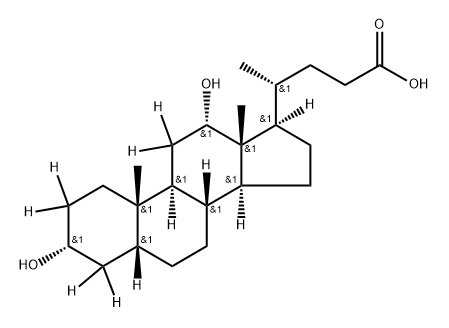 Cholan-24-oic-2,2,4,4,11,11-d6 acid, 3,12-dihydroxy-, (3α,5β,12α)- Struktur