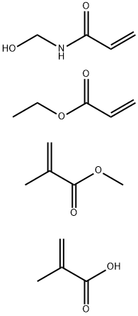 2-Propenoic acid, 2-methyl-, polymer with ethyl 2-propenoate, N-(hydroxymethyl)-2-propenamide and methyl 2-methyl-2-propenoate Struktur