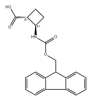 (1R,2R)-2-((((9H-Fluoren-9-yl)methoxy)carbonyl)amino)cyclobutane-1-carboxylic acid Struktur