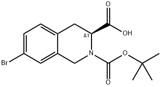 (3S)-2-Boc-7-bromo-3,4-dihydro-1H-isoquinoline-3-carboxylic acid Struktur