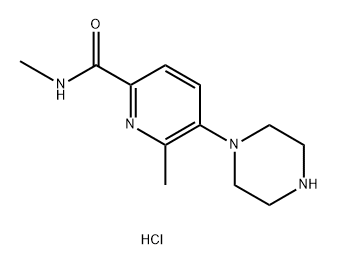 2-Pyridinecarboxamide, N,6-dimethyl-5-(1-piperazinyl)-, hydrochloride (1:2) Struktur