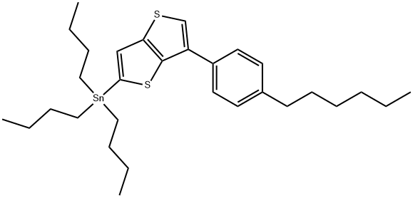 tributyl(6-(4-hexylphenyl)thieno[3,2-b]thiophen-2-yl)stannane Struktur