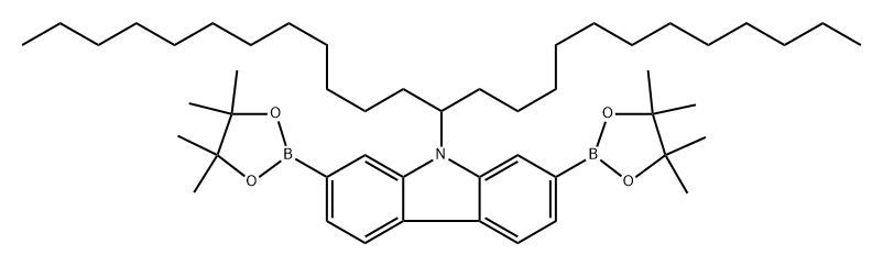 9H-?Carbazole, 9-?(1-?dodecyltridecyl)?-?2,?7-?bis(4,?4,?5,?5-?tetramethyl-?1,?3,?2-?dioxaborolan-?2-?yl)?- Struktur