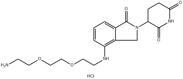 2,6-Piperidinedione, 3-[4-[[2-[2-(2-aminoethoxy)ethoxy]ethyl]amino]-1,3-dihydro-1-oxo-2H-isoindol-2-yl]-, hydrochloride (1:2) Struktur