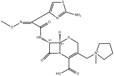 Pyrrolidinium, 1-[[(6R,7S)-7-[[(2Z)-2-(2-amino-4-thiazolyl)-2-(methoxyimino)acetyl]amino]-2-carboxy-8-oxo-5-thia-1-azabicyclo[4.2.0]oct-2-en-3-yl]methyl]-1-methyl- Struktur