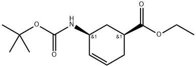 (1S, 5S)-5-tert-Butoxycarbonylamino-cyclohex-3-enecarboxylic acid ethyl ester Struktur