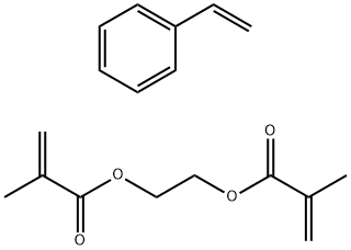 2-Propenoic acid, 2-methyl-, 1, 2-ethanediyl ester, polymer with ethenylbenzene Struktur