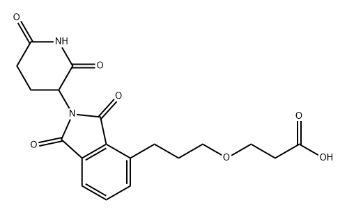 3-(3-(2-(2,6-dioxopiperidin-3-yl)-1,3-dioxoisoindolin-4-yl)propoxy)propanoic acid Struktur