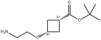 tert-Butyl rel-3-(2-aminoethoxy)cyclobutane-1-carboxylate Struktur