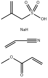 2-Propenoic acid, methyl ester, polymer with 2-propenenitrile and sodium 2-methyl-2-propene-1-sulfonate Struktur