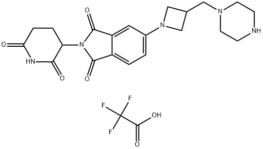 2,2,2-trifluoroacetaldehyde--2-(2,6-dioxopiperidin-3-yl)-5-(3-(piperazin-1-ylmethyl)azetidin-1-yl)isoindoline-1,3-dione (1/1) TFA Struktur