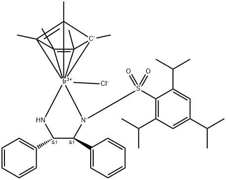 [N-[(1S,2S)-2-(Amino-κN)-1,2-diphenylethyl]-2,4,6-tris(1-methylethyl)benzenesulfonamidato-κN]chloro[(1,2,3,4,5-η)-1,2,3,4,5-pentamethyl-2,4-cyclopentadien-1-yl]iridium Struktur