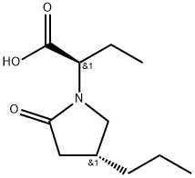 1-Pyrrolidineacetic acid, α-ethyl-2-oxo-4-propyl-, (αR,4R)- Struktur