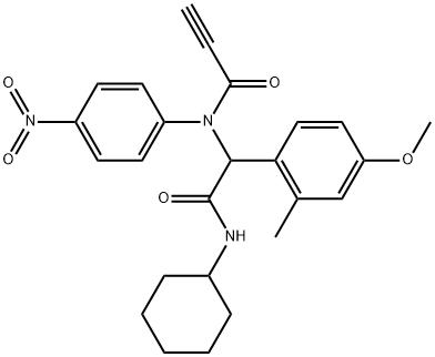 Benzeneacetamide, N-cyclohexyl-4-methoxy-2-methyl-α-[(4-nitrophenyl)(1-oxo-2-propyn-1-yl)amino]- Struktur