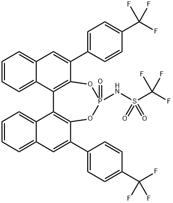 1,1,1-Trifluoro-N-((11bS)-4-oxido-2,6-bis(4-(trifluoromethyl)phenyl)dinaphtho[2,1-d:1',2'-f][1,3,2]dioxaphosphepin-4-yl)methanesulfonamide Struktur