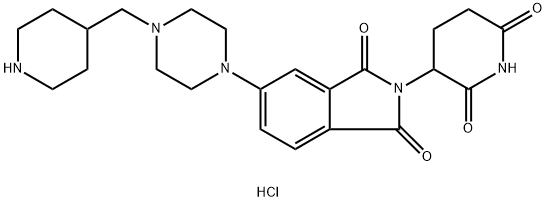 1H-Isoindole-1,3(2H)-dione, 2-(2,6-dioxo-3-piperidinyl)-5-[4-(4-piperidinylmethyl)-1-piperazinyl]-, hydrochloride (1:2) Struktur