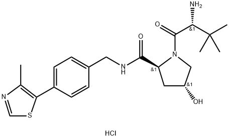 (2S,4R)-1-((R)-2-amino-3,3-dimethylbutanoyl)-4-hydroxy-N-(4-(4-methylthiazol-5-yl)benzyl)pyrrolidine-2-carboxamide hydrochloride Struktur