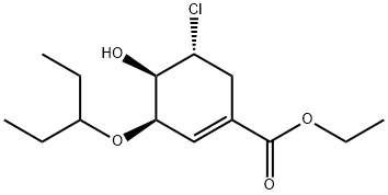 Ethyl (3R,4R,5R)-5-chloro-3-(1-ethylpropoxy)-4-hydroxy-1-cyclohexene-1-carboxylate Struktur