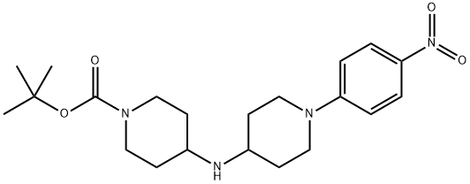 4-[1-(4-Nitro-phenyl)-piperidin-4-ylamino]-piperidine-1-carboxylic acid tert-butyl ester Struktur