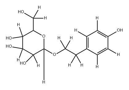 2-(hydroxymethyl-d2)-6-(2-(4-hydroxyphenyl-2,3,5,6-d4)ethoxy-1,1,2,2-d4)tetrahydro-2H-pyran-3,4,5,6-d4-3,4,5-triol Struktur