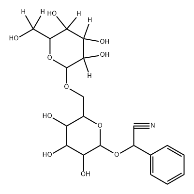 2-phenyl-2-((3,4,5-trihydroxy-6-(((3,4,5-trihydroxy-6-(hydroxymethyl-d2)tetrahydro-2H-pyran-2-yl-3,4,5-d3)oxy)methyl)tetrahydro-2H-pyran-2-yl)oxy)acetonitrile Struktur