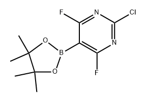 2-chloro-4,6-difluoro-5-(4,4,5,5-tetramethyl-1,3,2-dioxaborolan-2-yl)pyrimidine Struktur