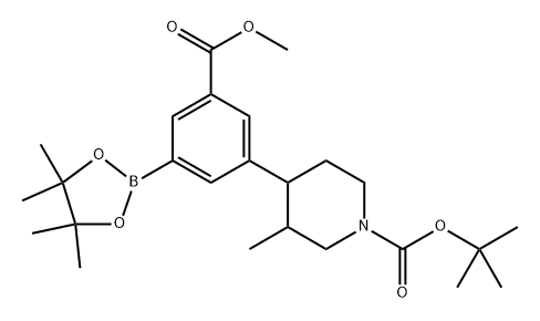 tert-butyl 4-(3-(methoxycarbonyl)-5-(4,4,5,5-tetramethyl-1,3,2-dioxaborolan-2-yl)phenyl)-3-methylpiperidine-1-carboxylate Struktur