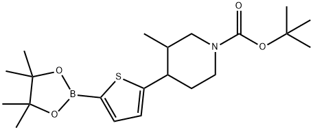 tert-butyl 3-methyl-4-(5-(4,4,5,5-tetramethyl-1,3,2-dioxaborolan-2-yl)thiophen-2-yl)piperidine-1-carboxylate Struktur