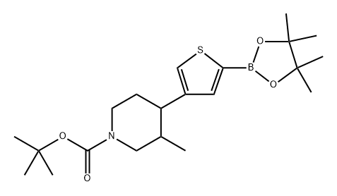 tert-butyl 3-methyl-4-(5-(4,4,5,5-tetramethyl-1,3,2-dioxaborolan-2-yl)thiophen-3-yl)piperidine-1-carboxylate Struktur