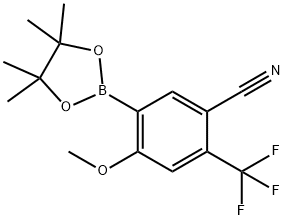 4-methoxy-5-(4,4,5,5-tetramethyl-1,3,2-dioxaborolan-2-yl)-2-(trifluoromethyl)benzonitrile Struktur